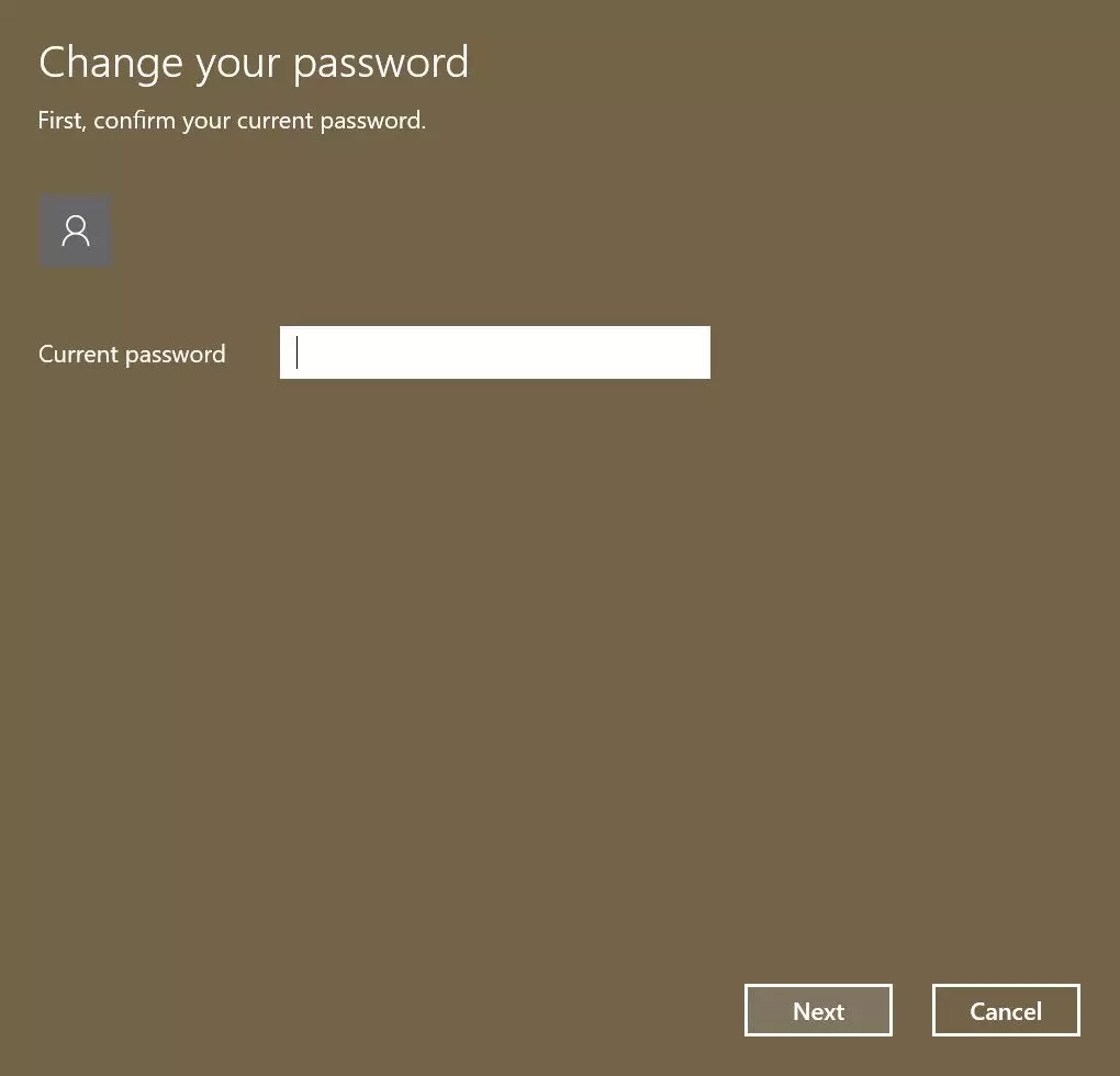 Windows 10: modifica password