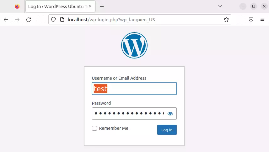 Back end di WordPress: pagina di login