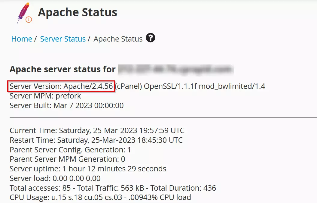 Webhost manager: stato del server Apache