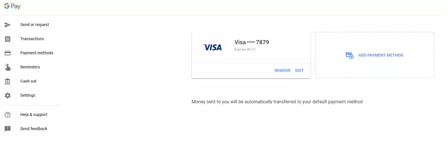 Google Pay: visualizzazione delle carte di credito e dei conti bancari associati