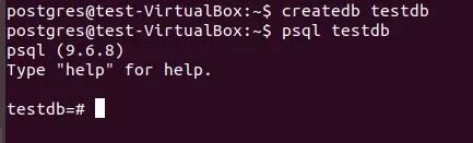 Ubuntu 17.10: client psql connesso a testdb