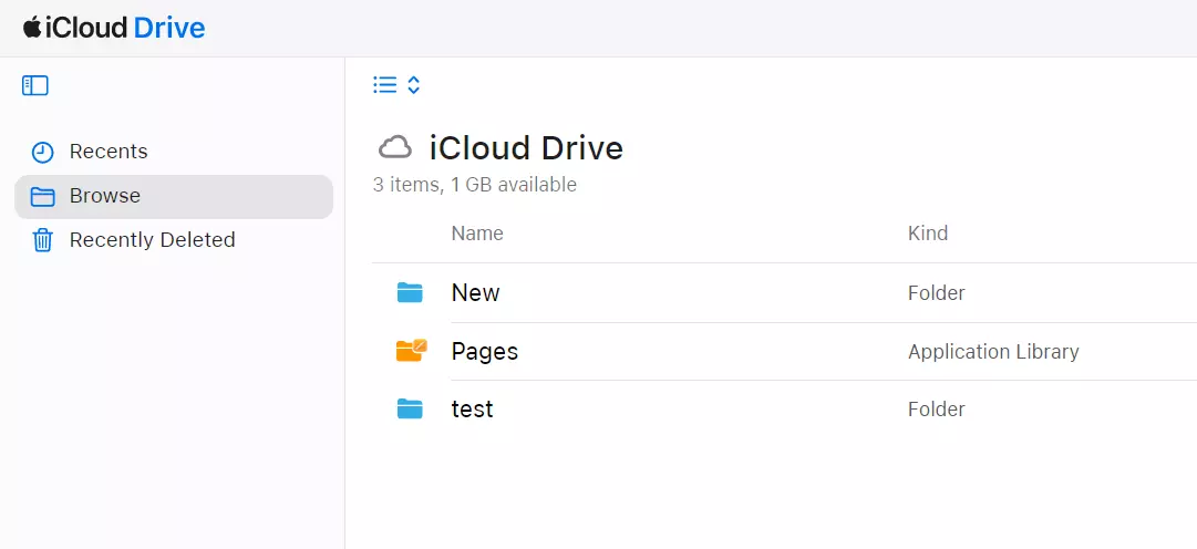 Interfaccia utente di iCloud Drive