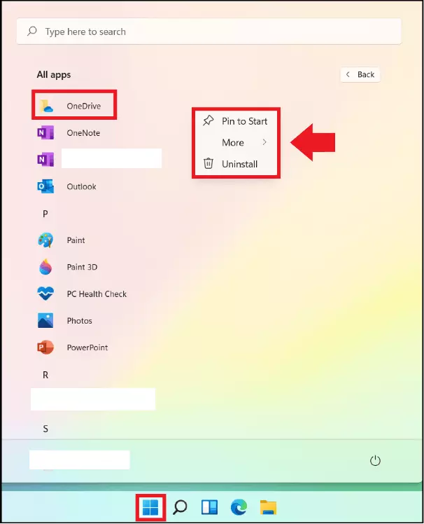 Tutte le app installate nel menu Start di Windows