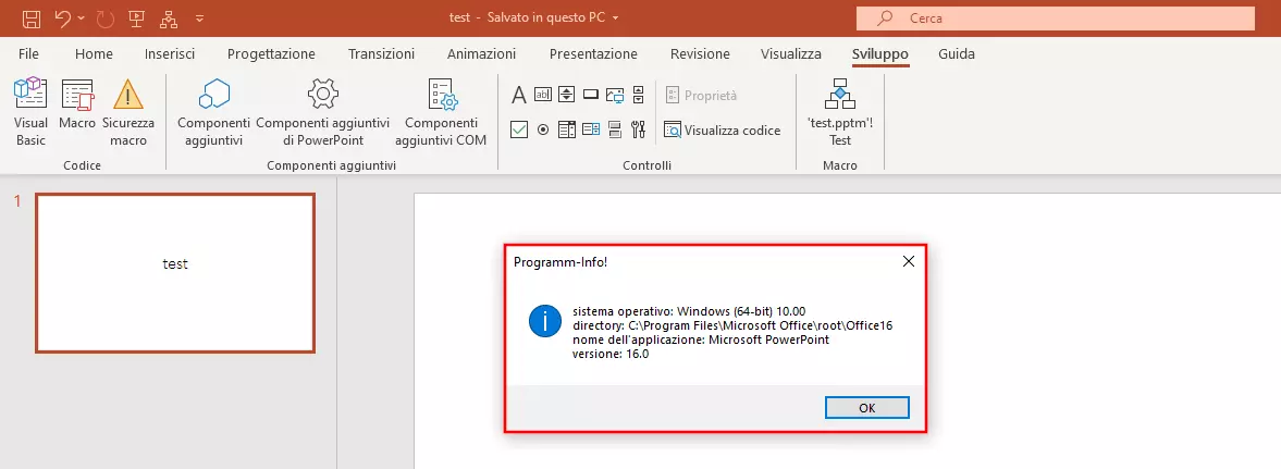 Esempio di macro di PowerPoint: informazioni sul programma