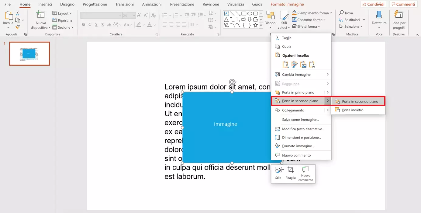 PowerPoint: immagine in secondo piano 