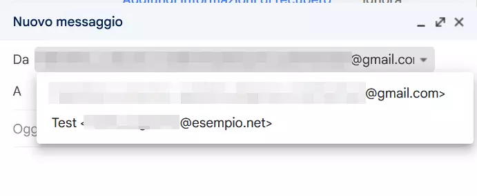 Gmail: selezione dell’indirizzo del mittente