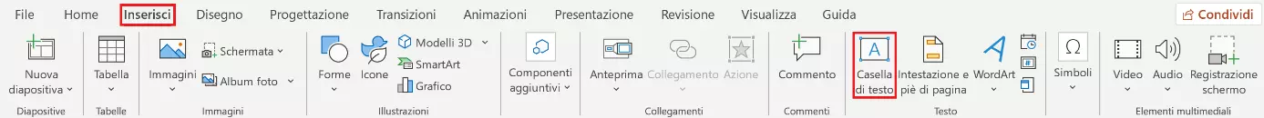 PowerPoint: disporre il testo attorno all’immagine; inserire la casella di testo