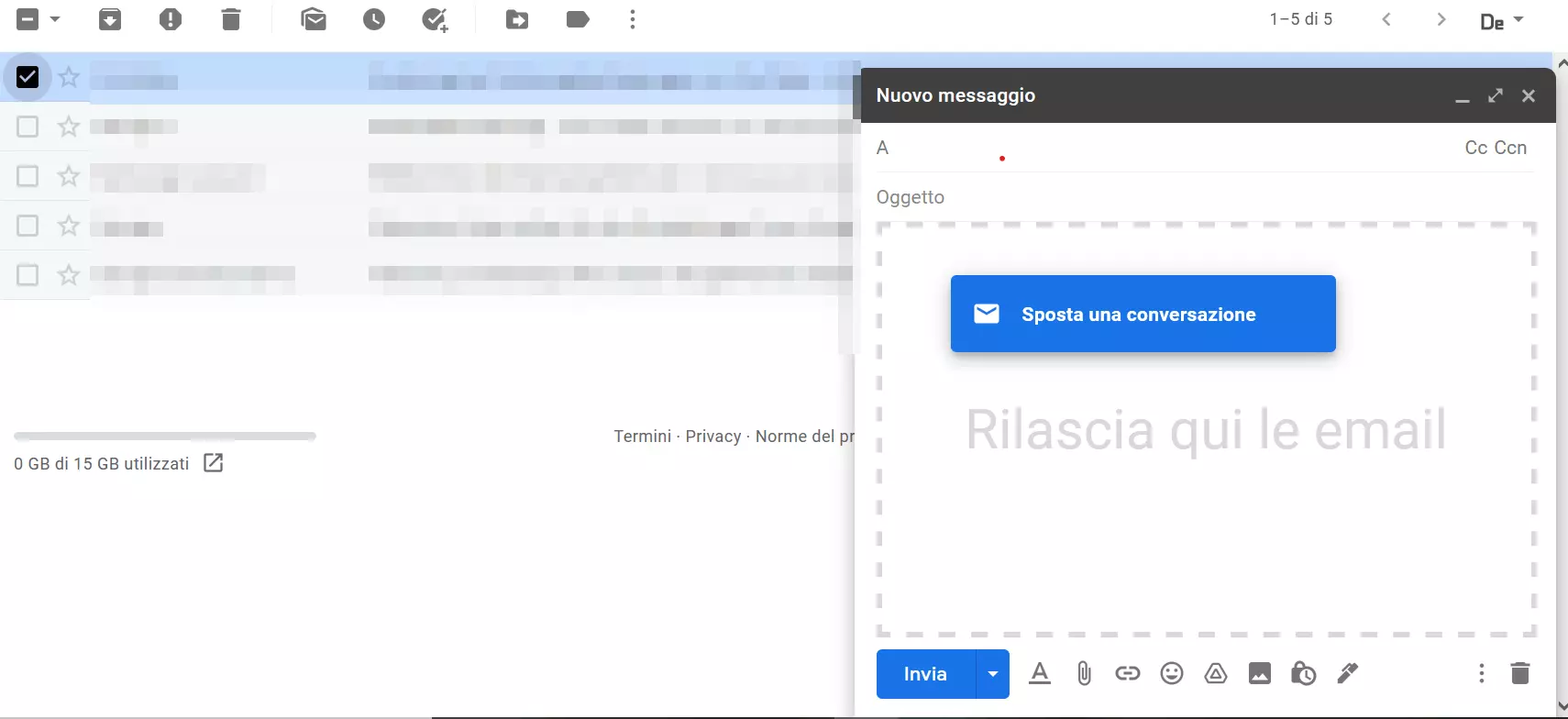 Trascinare l’e-mail come allegato in una nuova e-mail