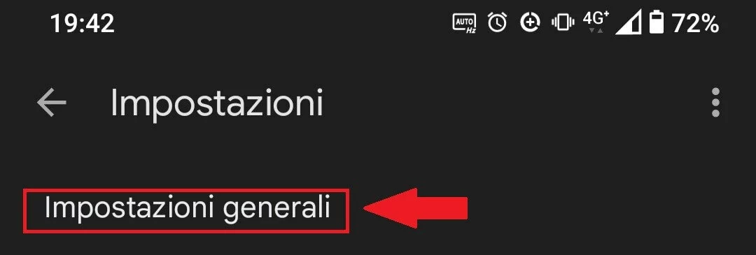 “Impostazioni generali” nel menu “Impostazioni”