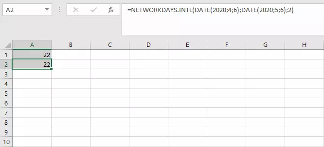 La funzione estesa GIORNI.LAVORATIVI.TOT.INTL in Excel