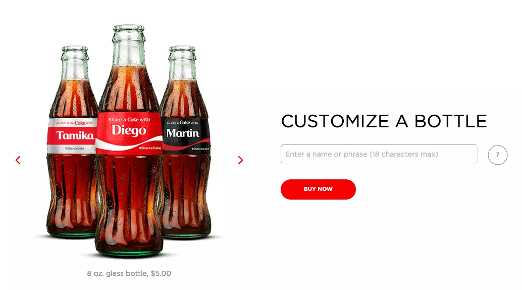 Bottiglie di Coca Cola personalizzate con nomi