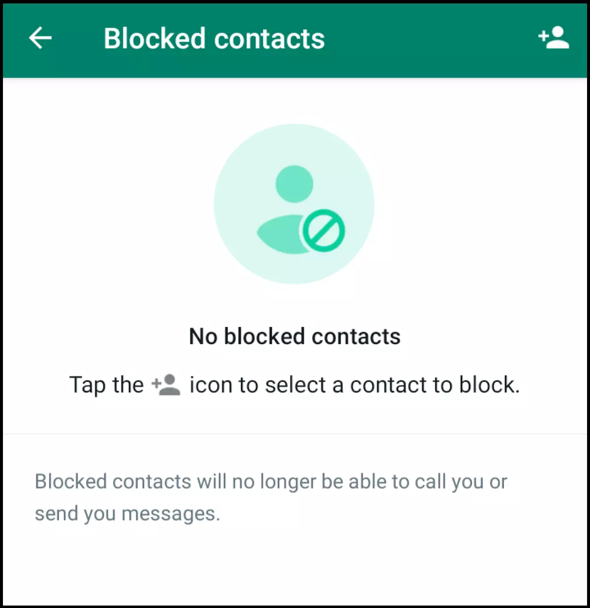 Menu di WhatsApp: Contatti bloccati