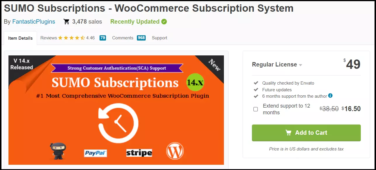 La pagina web del sito web SUMO Subscriptions