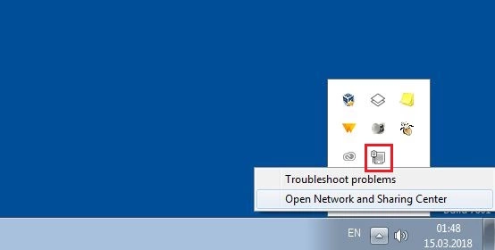 Windows 7: simbolo di rete nel pannello delle notifiche