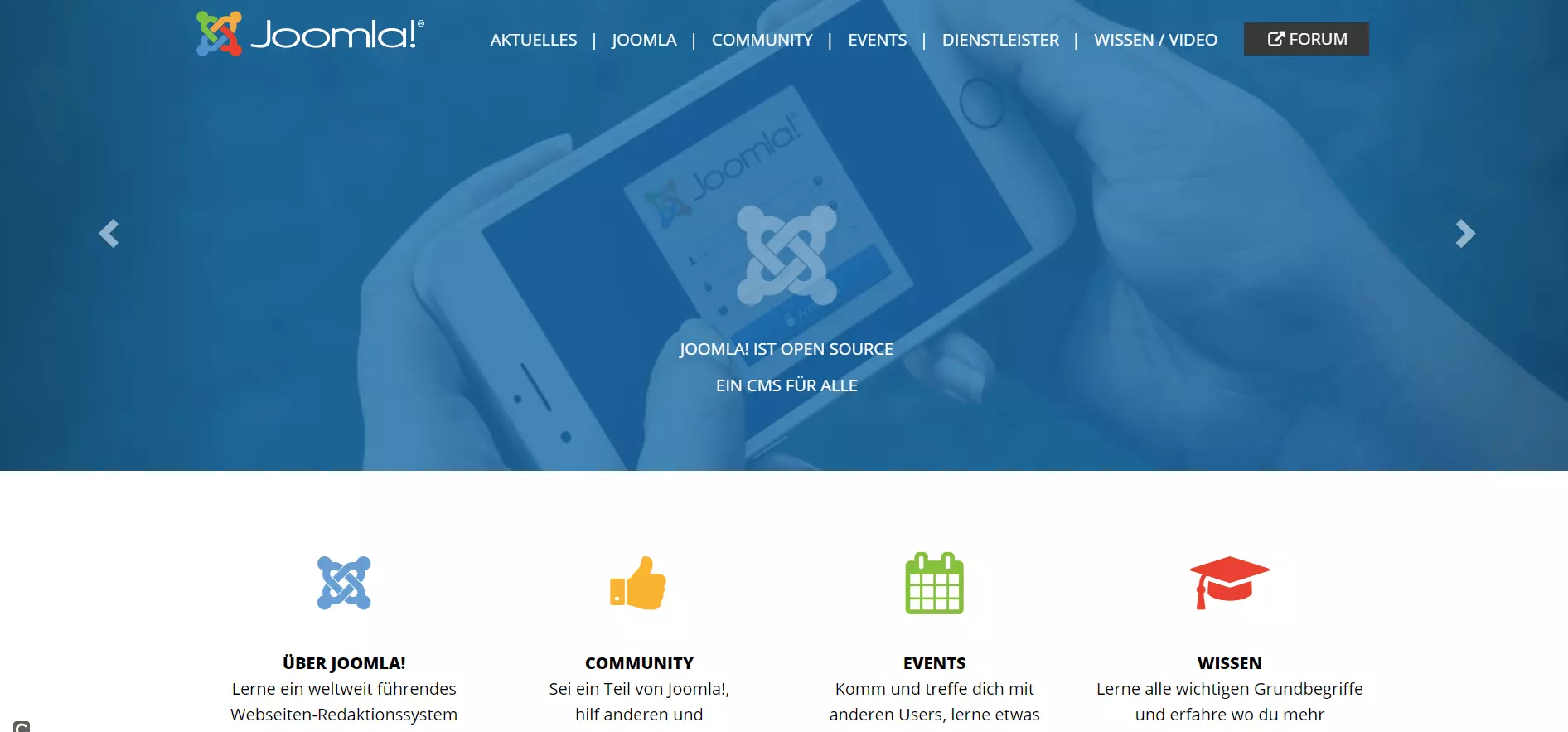 Pagina iniziale del CMS open source Joomla!