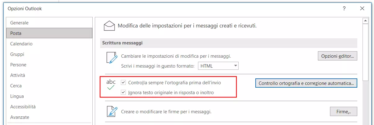 Outlook: Controllo ortografico automatico prima dell’invio