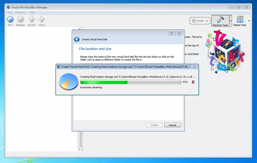 Oracle VM VirtualBox Manager: Processo di creazione