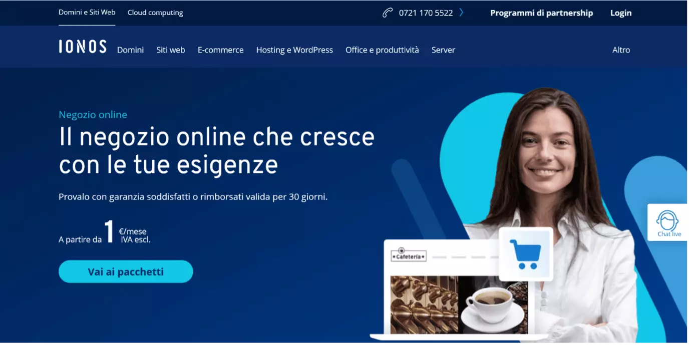 Screenshot di Negozio online IONOS