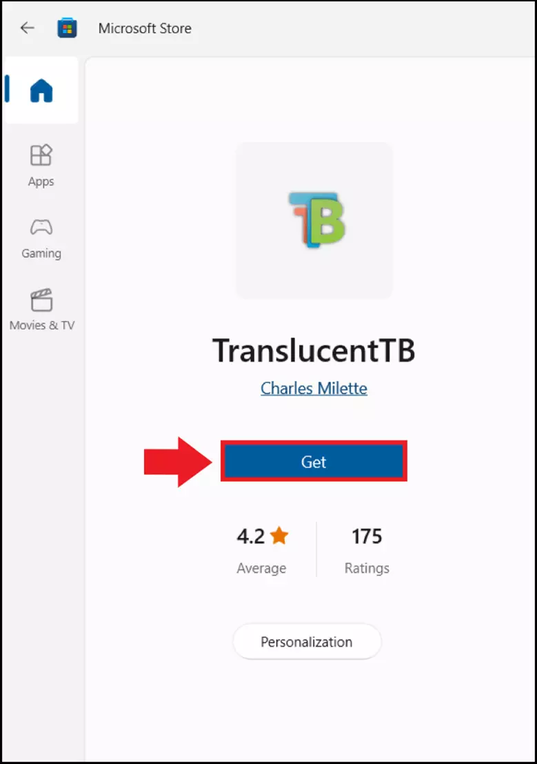 TranslucentTB su Microsoft Store