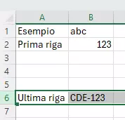 Excel: selezione di una riga