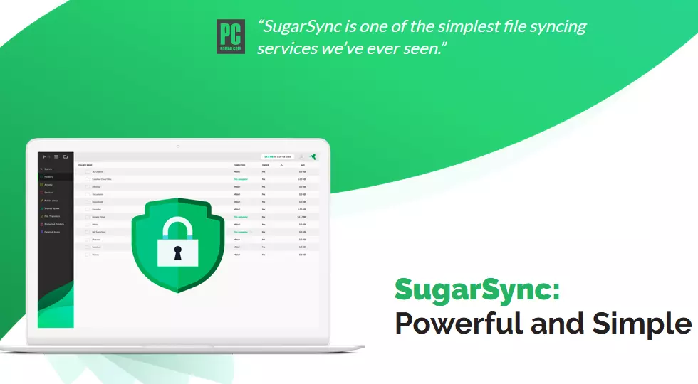 Screenshot del sito di SugarSync