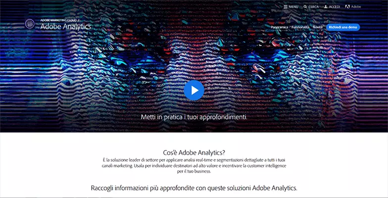 Homepage di Adobe Analytics