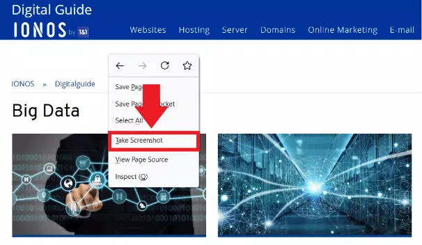 menu contestuale del tasto destro del mouse con l’opzione “Acquisisci schermata”