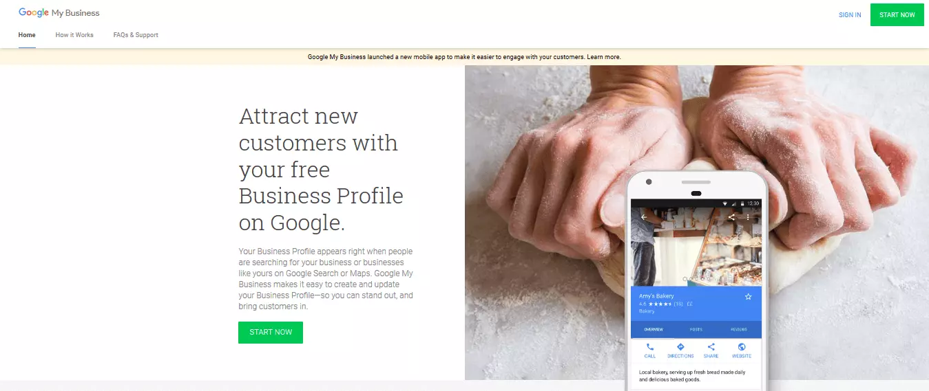 Homepage di Google My Business in inglese