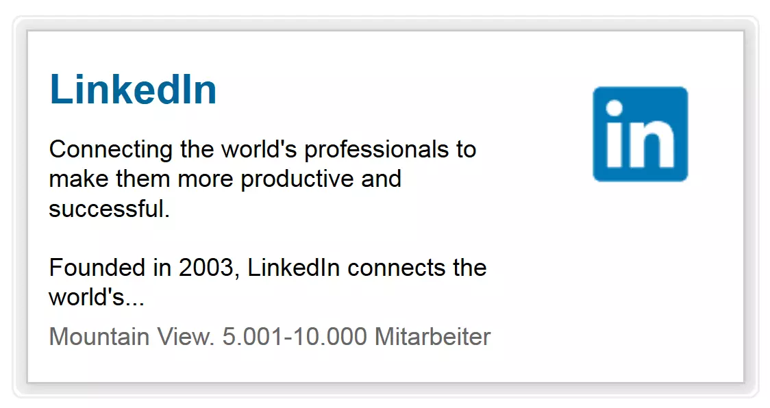 Il widget del profilo aziendale di LinkedIn