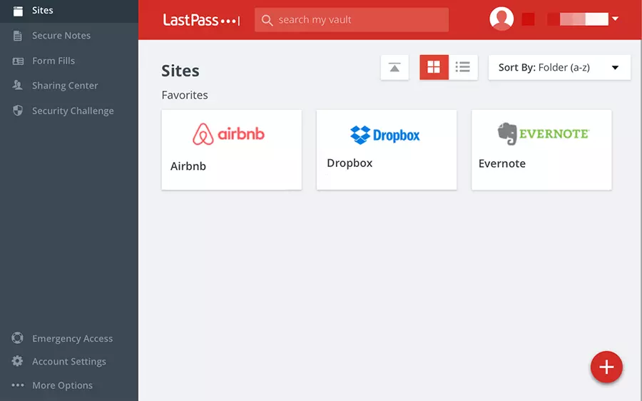 Interfaccia utente di LastPass