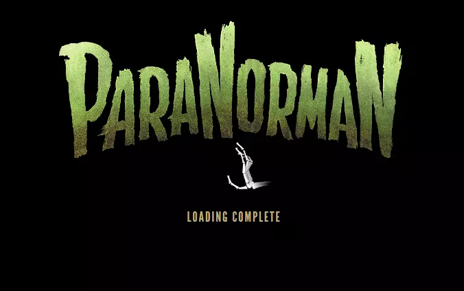 Schermata di caricamento del sito web del film di animazione ParaNorman.