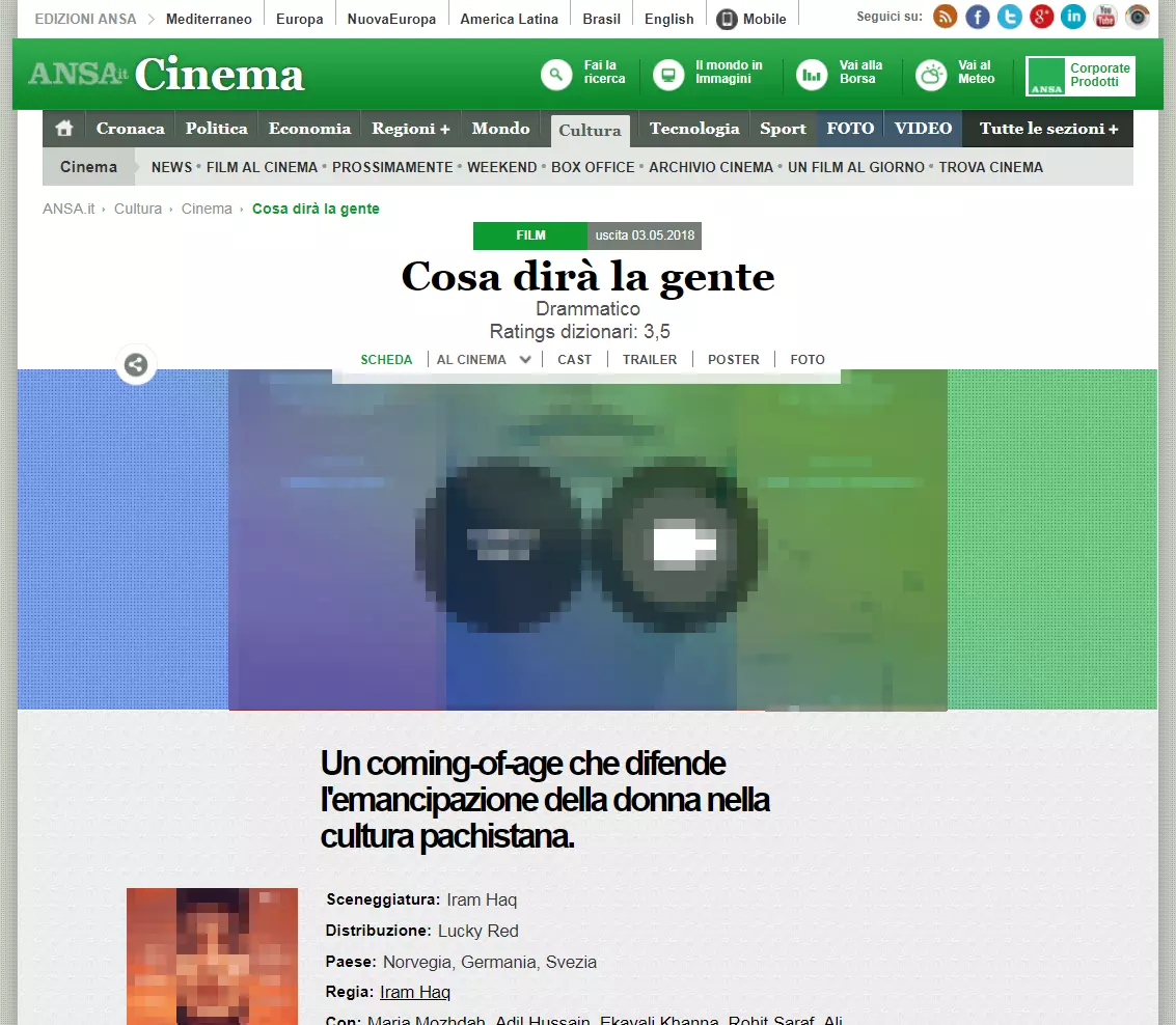 Sottomenu con navigazione breadcrumb del sito web dell’ANSA, l’agenzia di informazione