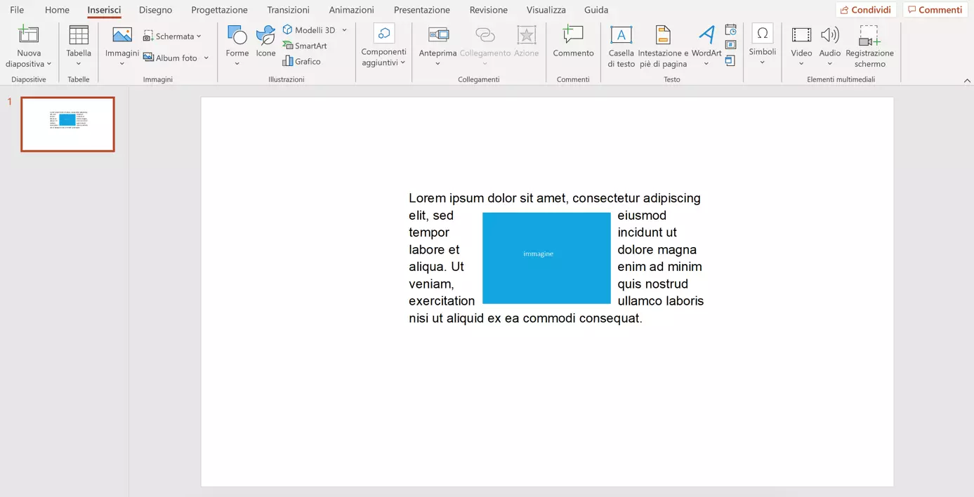 PowerPoint: disporre il testo intorno alle immagini