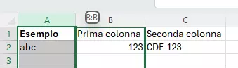 Excel: spostamento della colonna