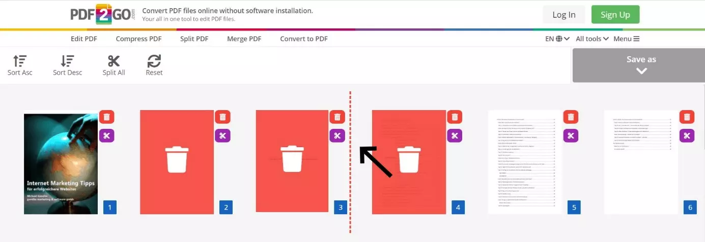 Elaborazione di un PDF con PDF2GO