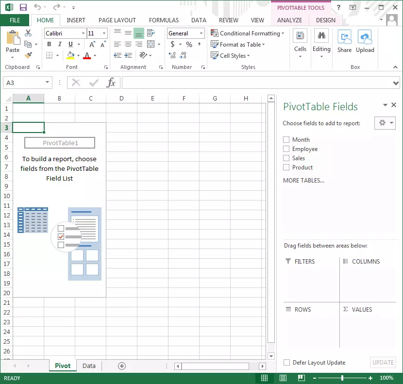 Tabella pivot vuota in Excel