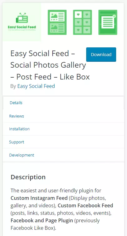 Plugin Facebook “Easy Social Feed” su wordpress.org