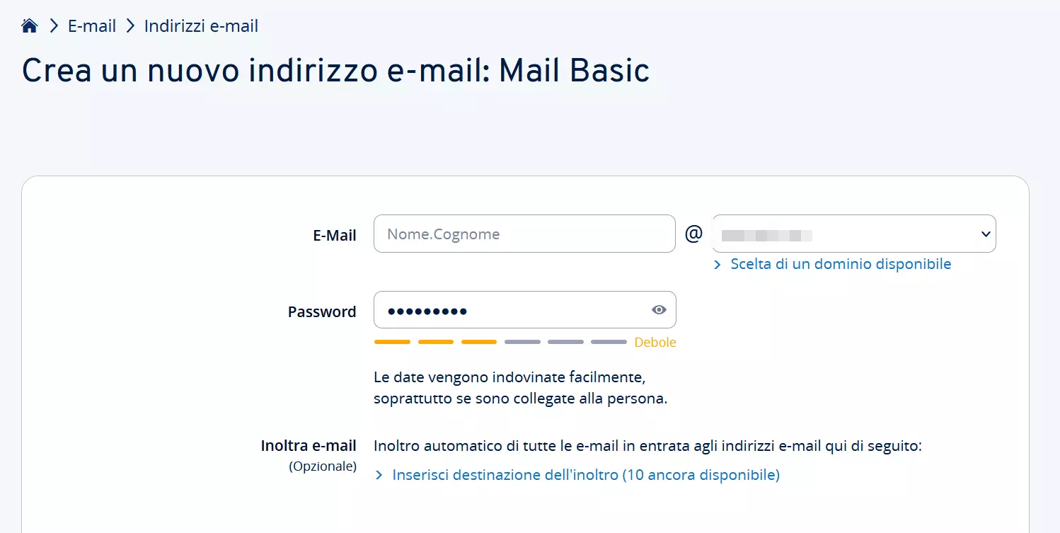 Creare un nuovo indirizzo e-mail per la famiglia nell’area cliente di IONOS