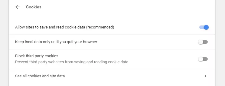 Abilitare i cookie in Chrome