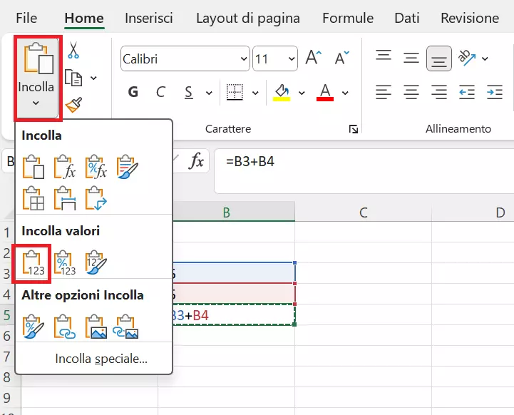 Mantenere il risultato di una formula di Excel