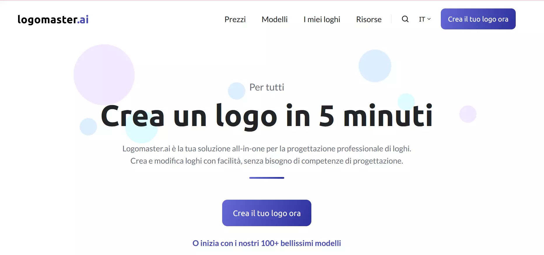 Screenshot del sito web di Logomaster