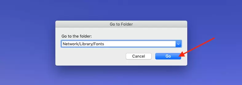 Mac: installare font: aprire la cartella Fonts