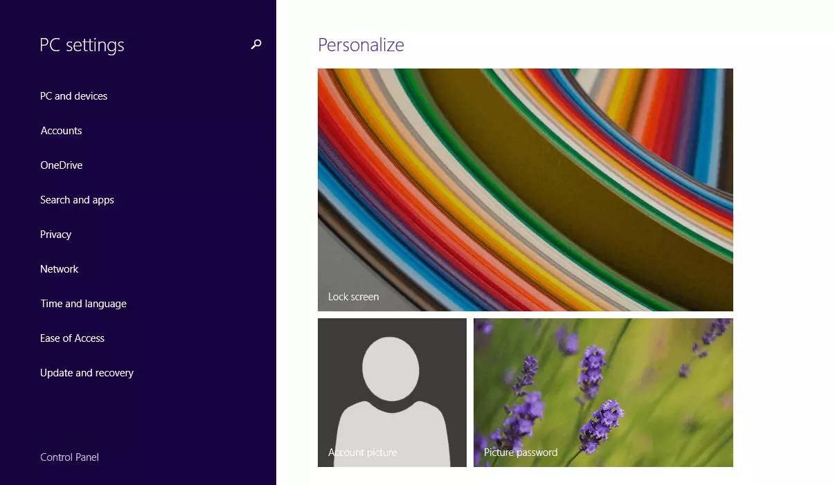 Applicazione per le impostazioni di sistema – Windows 8