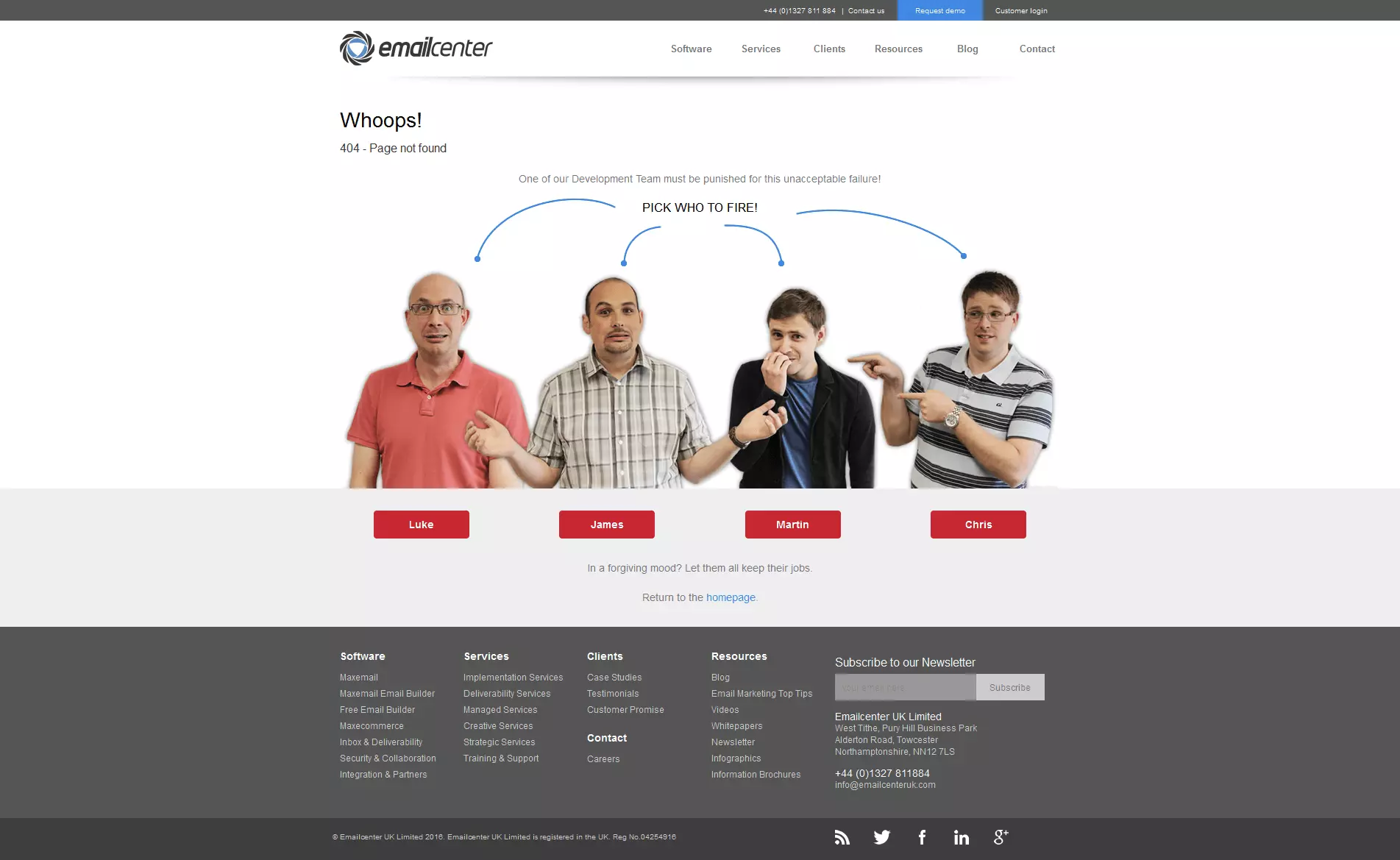 Pagina 404 di Emailcenter UK