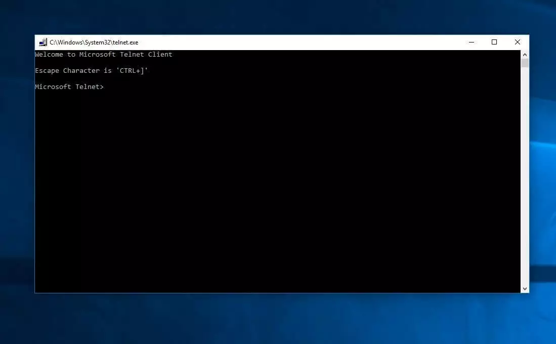 Client Telnet di Microsoft su Windows 10