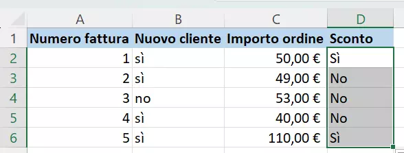 Applicazione delle funzioni SE ed E