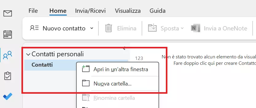 Outlook: Contatti personali