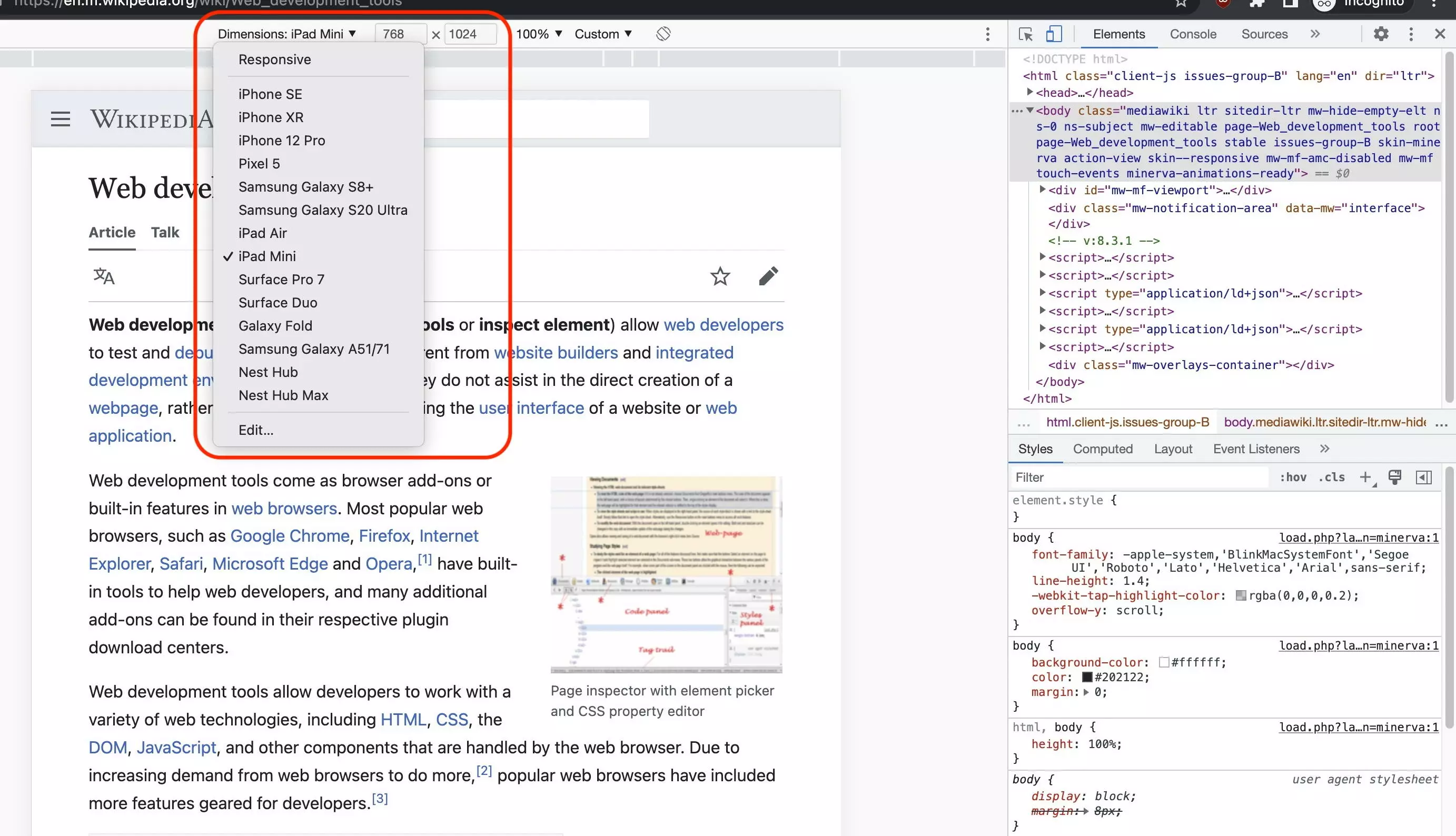 Modalità responsive degli strumenti per sviluppatori