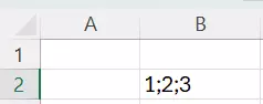 Excel: esempio di cella con separatori (punto e virgola)