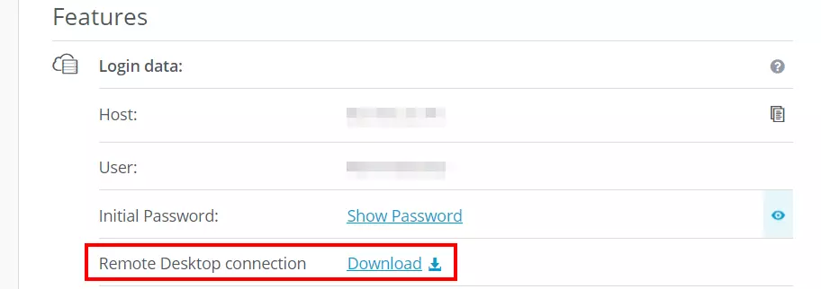 Cloud Panel di IONOS: dati di accesso del server